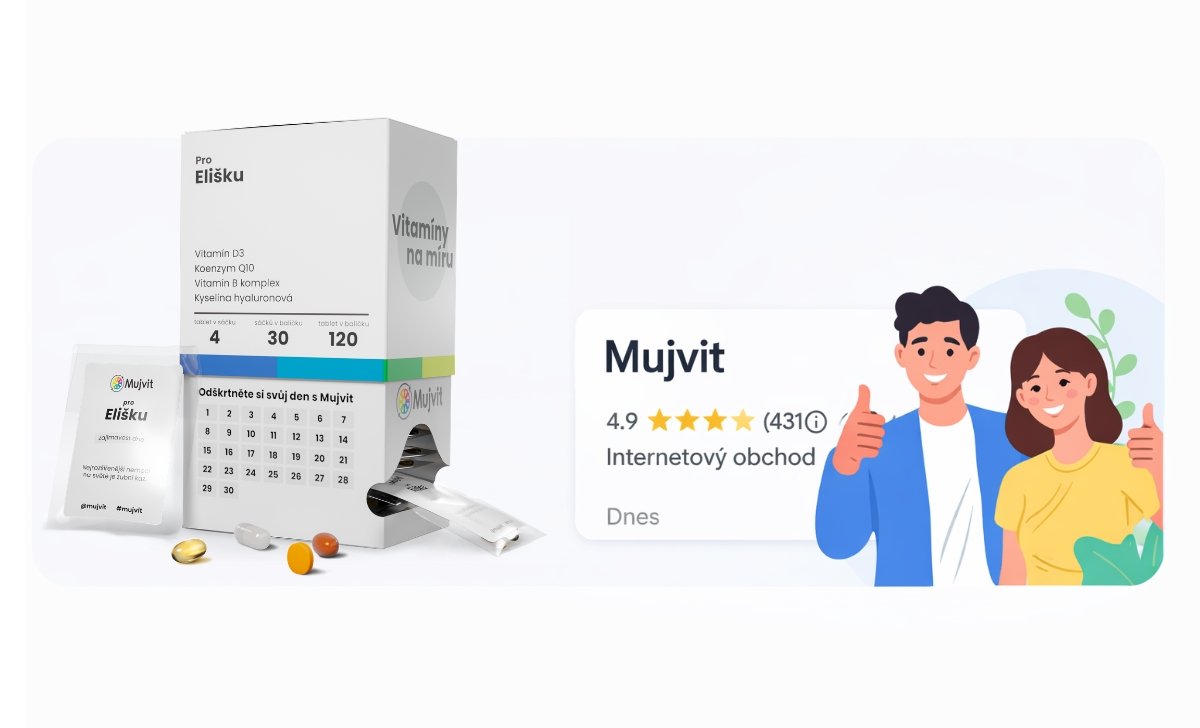 Hodnocení Mujvit, spokojený zákazník s denním sáčkem vitamínů na míru