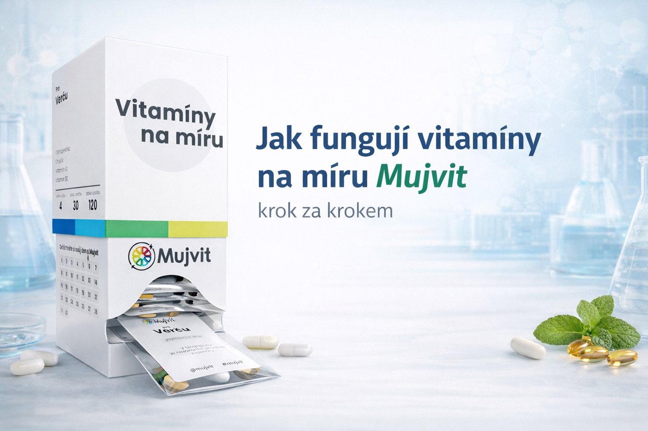 Vitamíny na míru Mujvit, denní sáčky se jménem klienta a personalizovaným složením vitamínů a minerálů