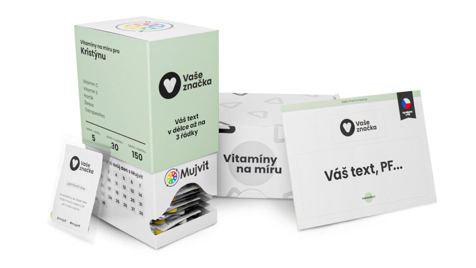 Firemní komplet Mujvit, krabička a kartičky s vlastním textem